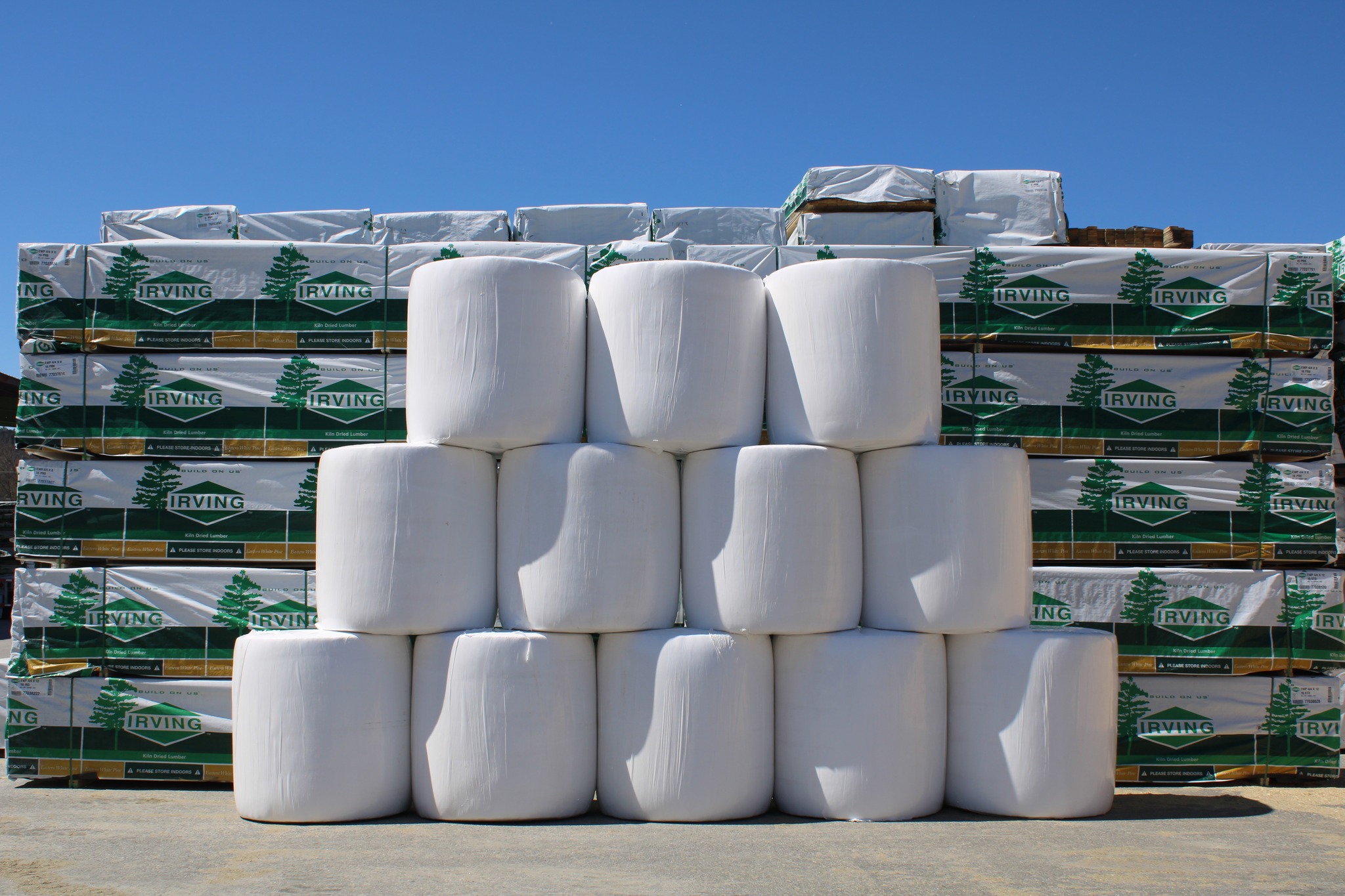 Bales of pine wood shavings